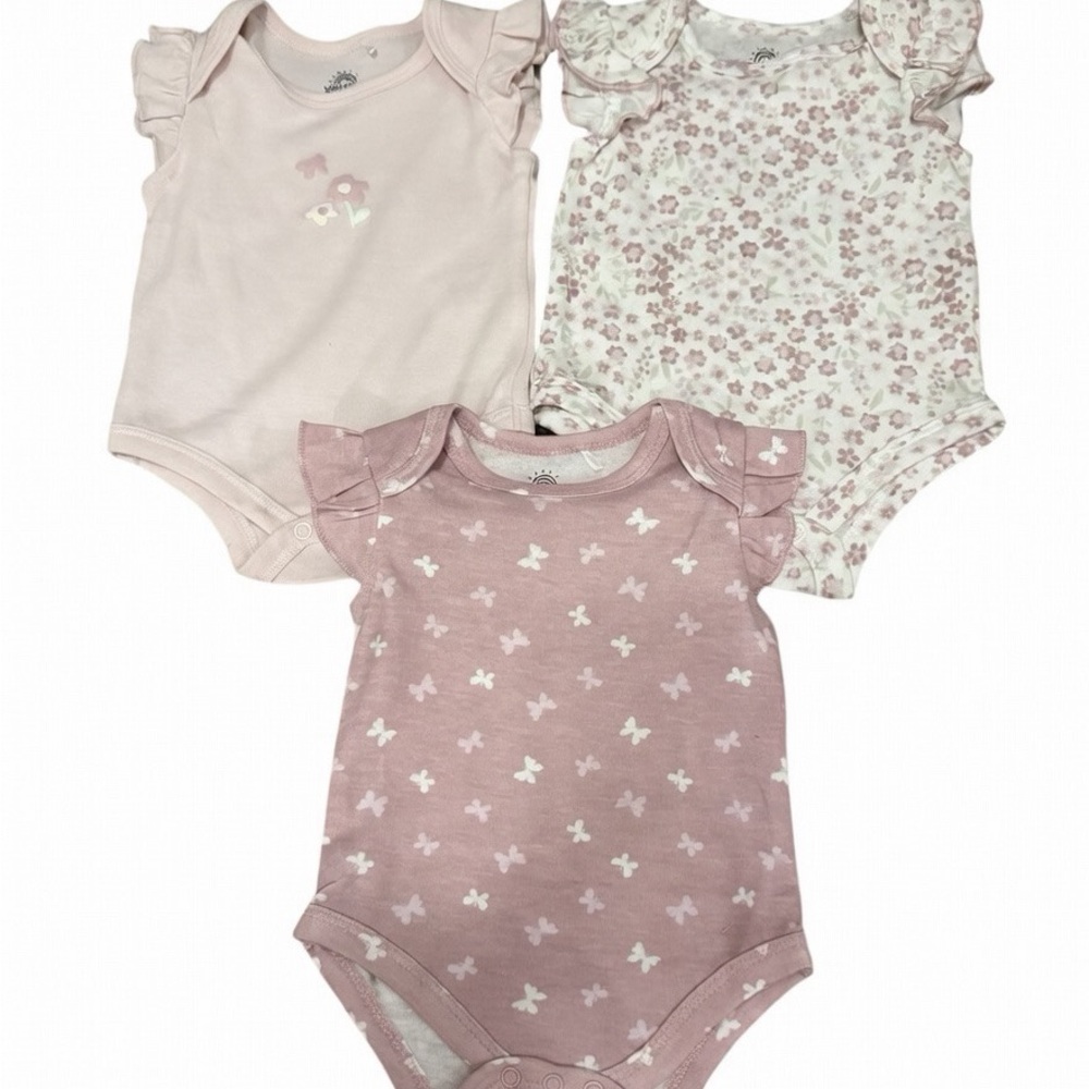 Wonderkids Pink and White Baby Bodysuit Trio